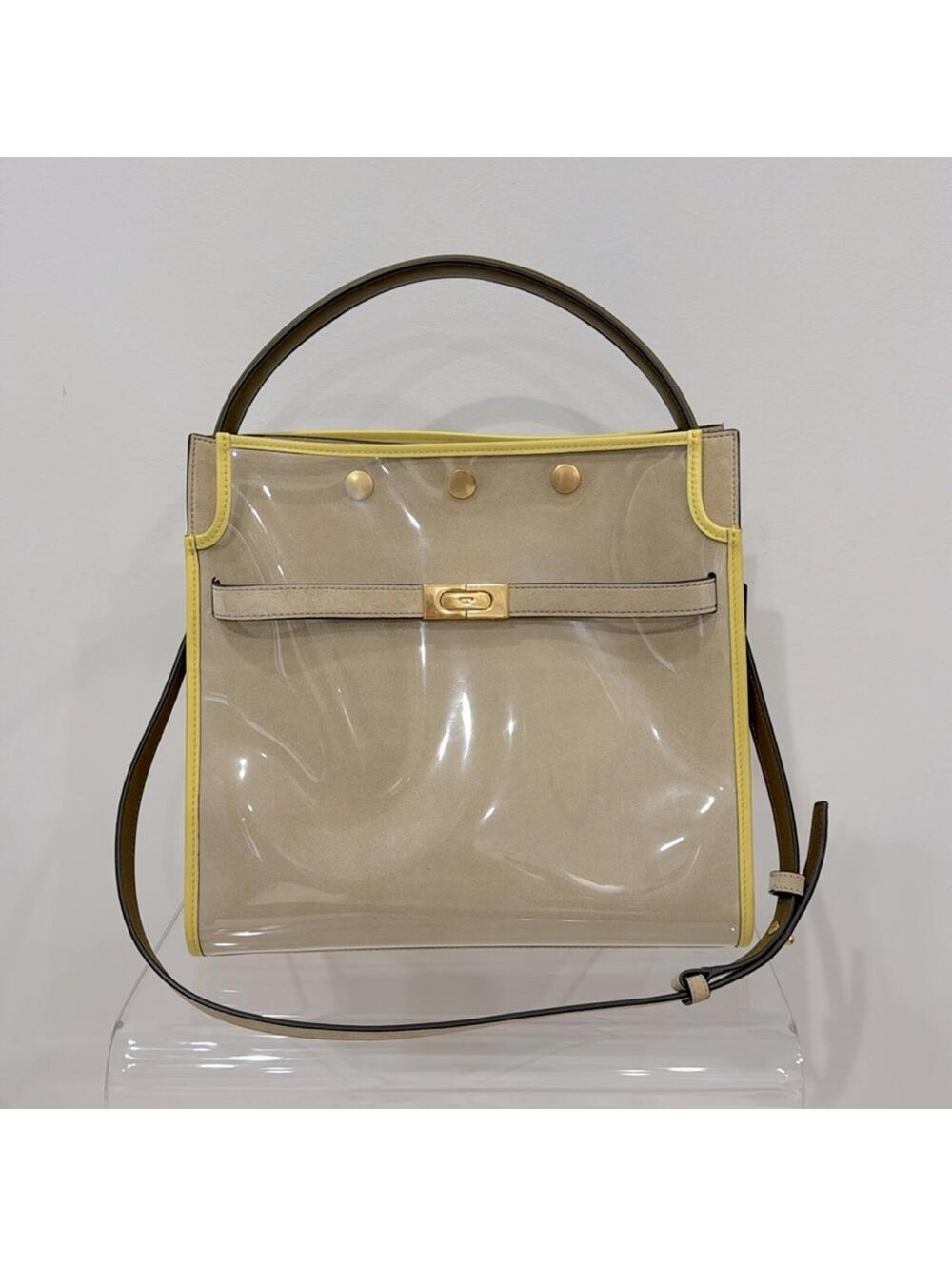 *Authentic* Tory Burch Lee Radziwill Raincoat Double Satchel Bag - Beige/Yellow
